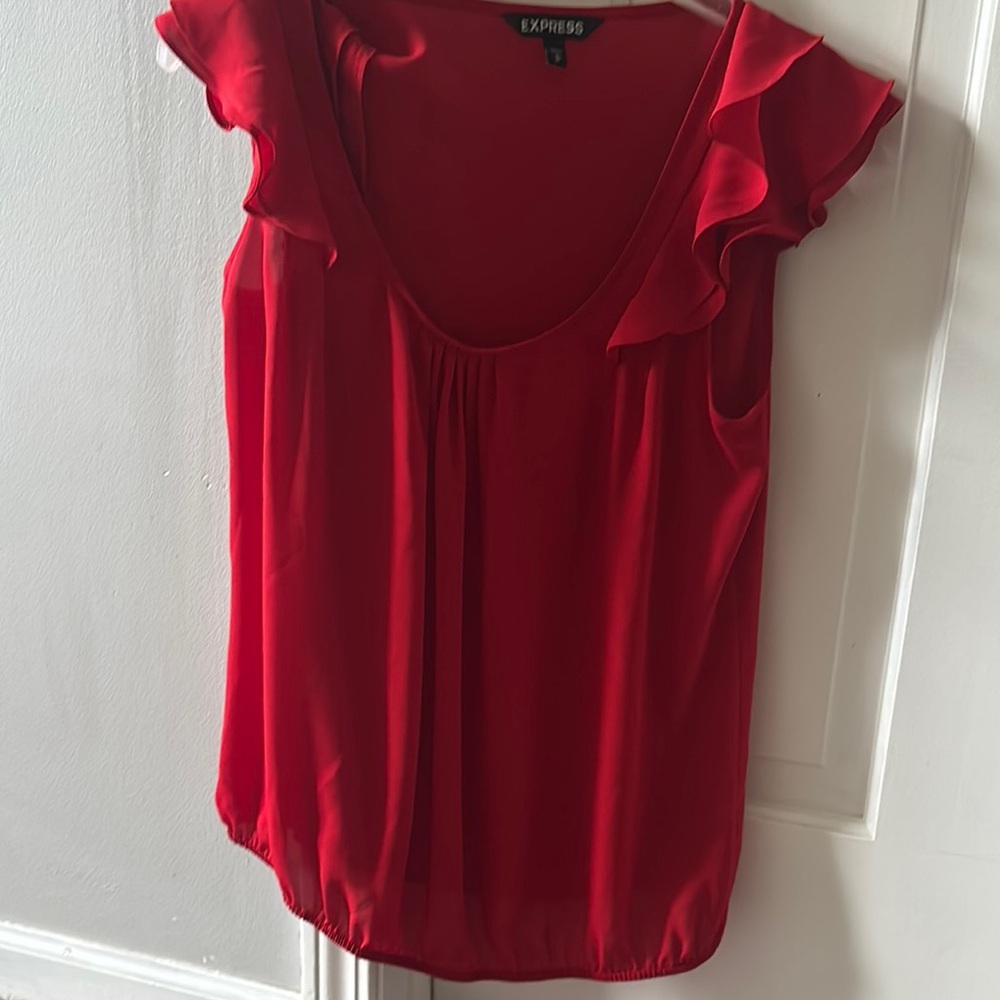 Express Red Flutter Sleeve Blouse